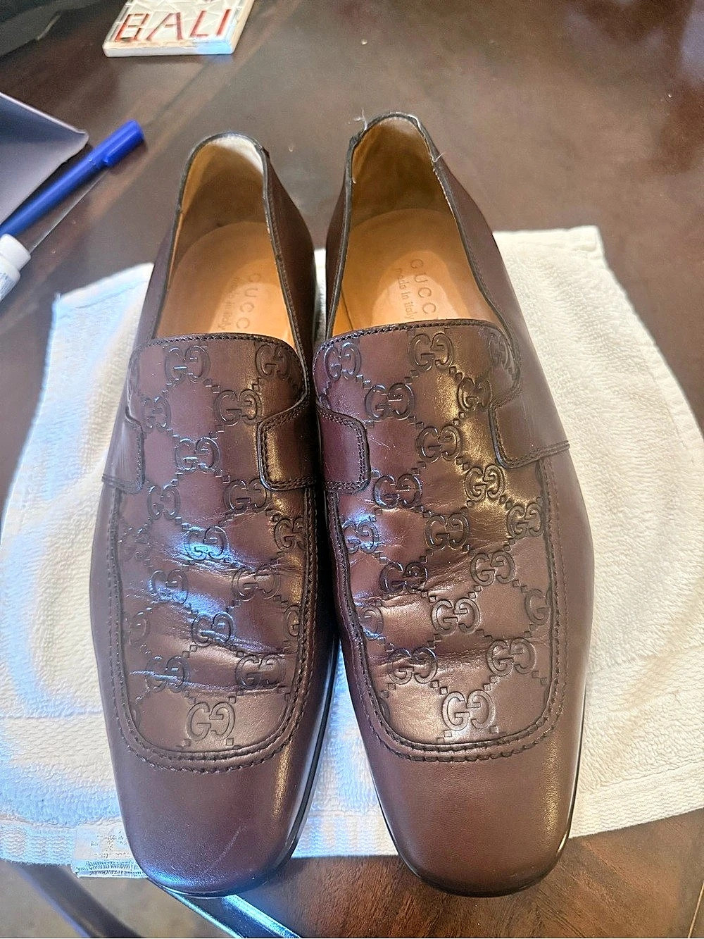 Gucci GG Embossed Leather Loafers Brown Loafers
